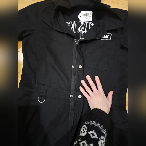 Rare Dolls Kill Logo Crew Merch Unisex Black White Jumpsuit Boiler Suit & Hat S - Picture 9 of 9